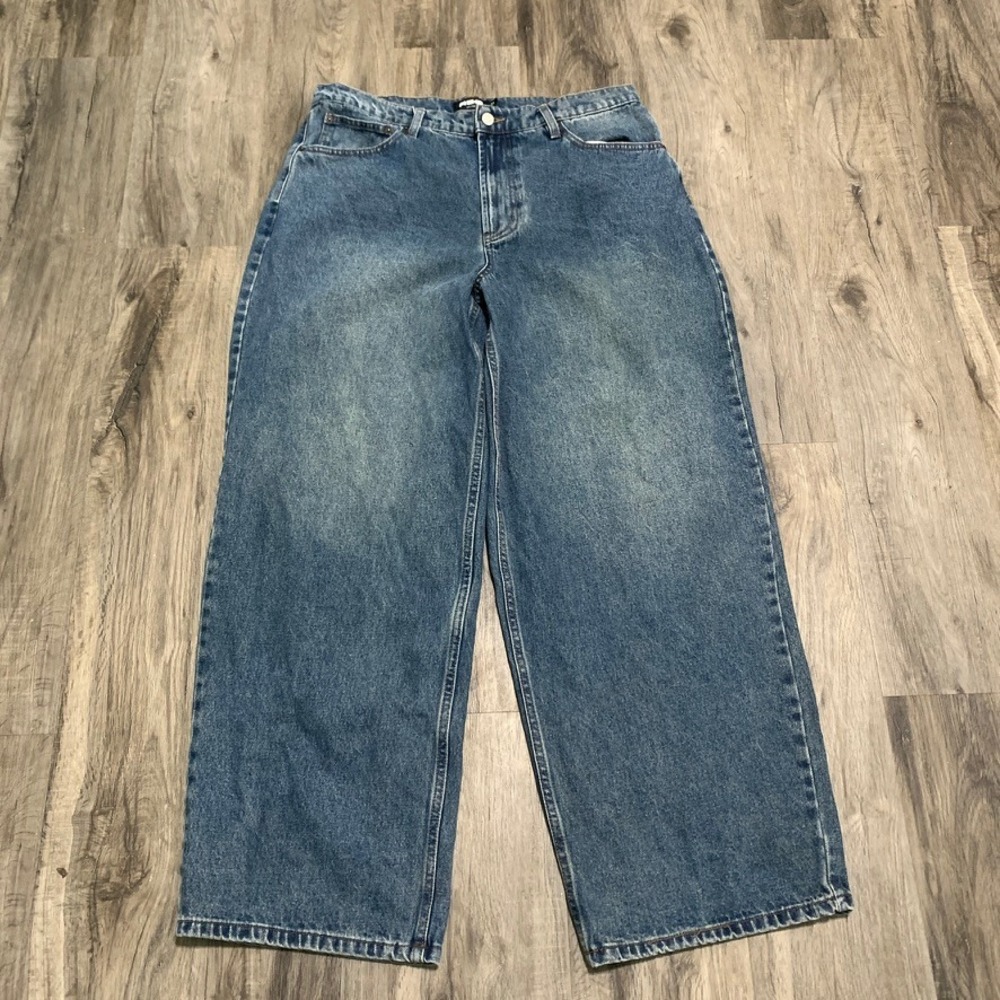 RSQ Mens 34 Jean Extra Baggy Wide Leg Blue Denim Skate Streetwear Skater Relaxed